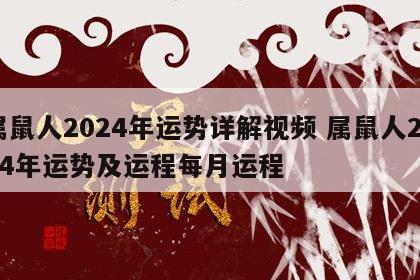属鼠人2024年运势详解视频 属鼠人2024年运势及运程每月运程