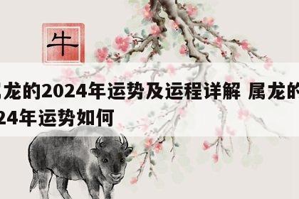 属龙的2024年运势及运程详解 属龙的2024年运势如何