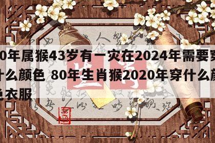 80年属猴43岁有一灾在2024年需要穿什么颜色 80年生肖猴2020年穿什么颜色衣服