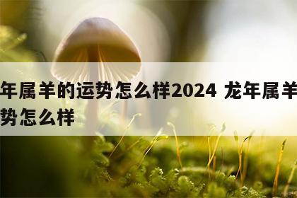 龙年属羊的运势怎么样2024 龙年属羊的运势怎么样