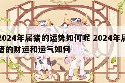 2024年属猪的运势如何呢 2024年属猪的财运和运气如何