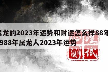 属龙的2023年运势和财运怎么样88年 1988年属龙人2023年运势