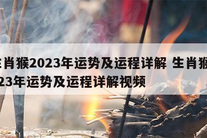 生肖猴2023年运势及运程详解 生肖猴2023年运势及运程详解视频