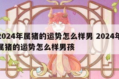 2024年属猪的运势怎么样男 2024年属猪的运势怎么样男孩