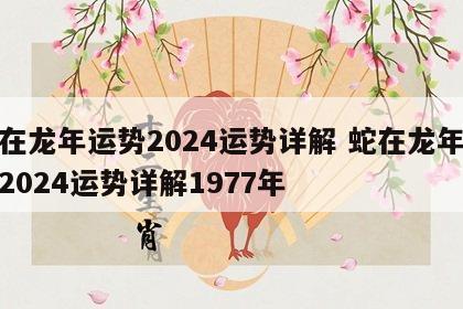 蛇在龙年运势2024运势详解 蛇在龙年运势2024运势详解1977年