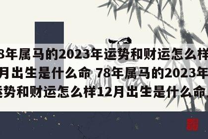 78年属马的2023年运势和财运怎么样12月出生是什么命 78年属马的2023年运势和财运怎么样12月出生是什么命人