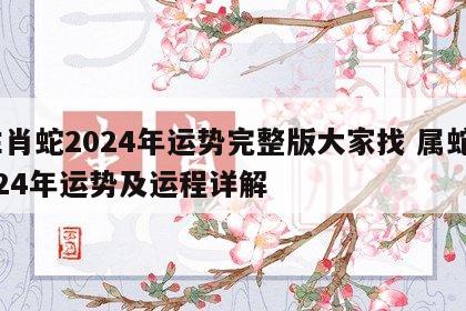 生肖蛇2024年运势完整版大家找 属蛇2024年运势及运程详解