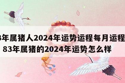 83年属猪人2024年运势运程每月运程详解 83年属猪的2024年运势怎么样