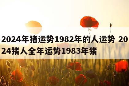 2024年猪运势1982年的人运势 2024猪人全年运势1983年猪