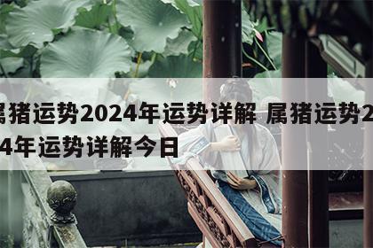属猪运势2024年运势详解 属猪运势2024年运势详解今日