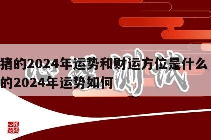 属猪的2024年运势和财运方位是什么 属猪的2024年运势如何