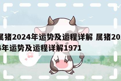 属猪2024年运势及运程详解 属猪2024年运势及运程详解1971