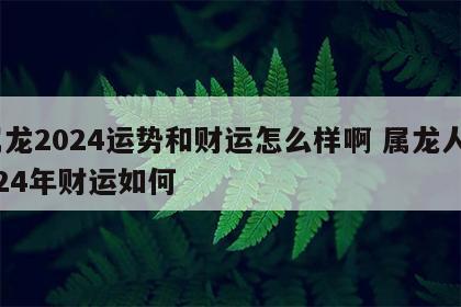 属龙2024运势和财运怎么样啊 属龙人2024年财运如何