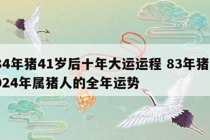 84年猪41岁后十年大运运程 83年猪2024年属猪人的全年运势