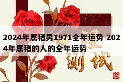 2024年属猪男1971全年运势 2024年属猪的人的全年运势