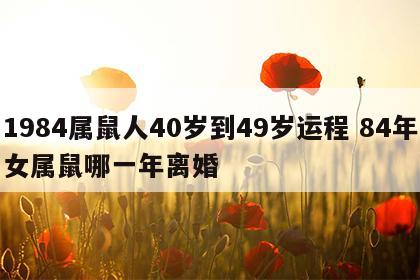 1984属鼠人40岁到49岁运程 84年女属鼠哪一年离婚