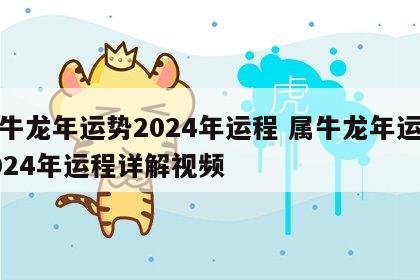 属牛龙年运势2024年运程 属牛龙年运势2024年运程详解视频