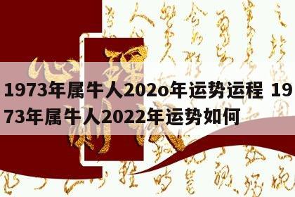 1973年属牛人202o年运势运程 1973年属牛人2022年运势如何