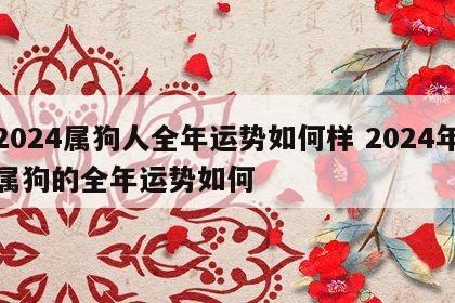 2024属狗人全年运势如何样 2024年属狗的全年运势如何