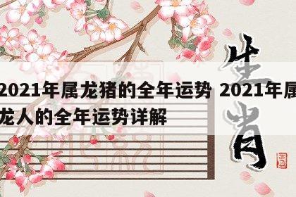 2021年属龙猪的全年运势 2021年属龙人的全年运势详解