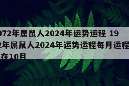 1972年属鼠人2024年运势运程 1972年属鼠人2024年运势运程每月运程出生在10月
