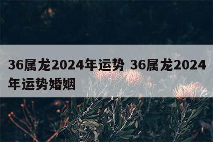 36属龙2024年运势 36属龙2024年运势婚姻