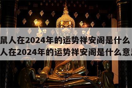 属鼠人在2024年的运势祥安阁是什么 属鼠人在2024年的运势祥安阁是什么意思