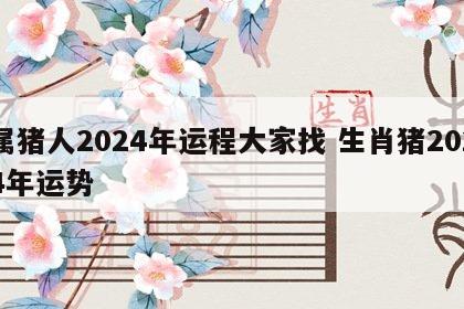 属猪人2024年运程大家找 生肖猪2024年运势