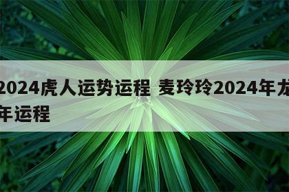 2024虎人运势运程 麦玲玲2024年龙年运程