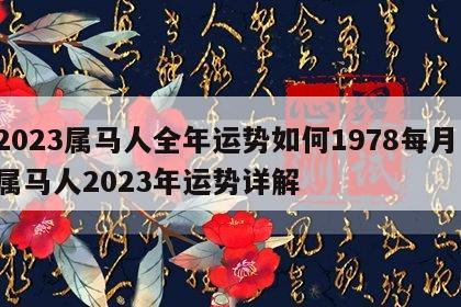 2023属马人全年运势如何1978每月 属马人2023年运势详解