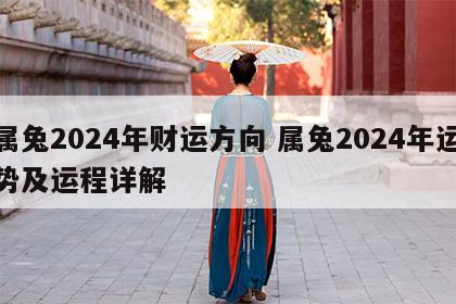 属兔2024年财运方向 属兔2024年运势及运程详解
