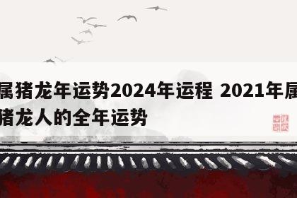 属猪龙年运势2024年运程 2021年属猪龙人的全年运势