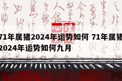 71年属猪2024年运势如何 71年属猪2024年运势如何九月