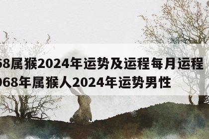 68属猴2024年运势及运程每月运程 1968年属猴人2024年运势男性
