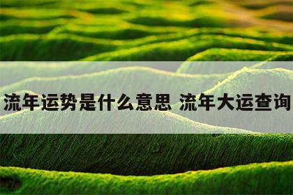 流年运势是什么意思 流年大运查询