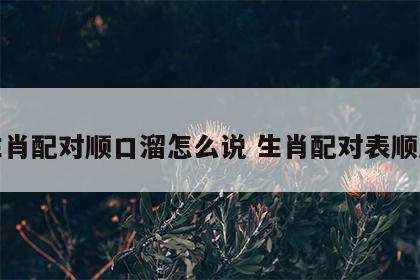 生肖配对顺口溜怎么说 生肖配对表顺序