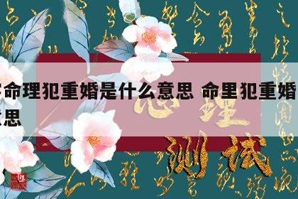 八字命理犯重婚是什么意思 命里犯重婚是什么意思