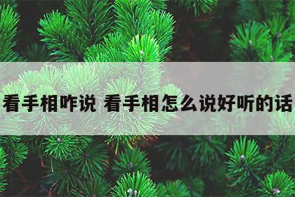 看手相咋说 看手相怎么说好听的话
