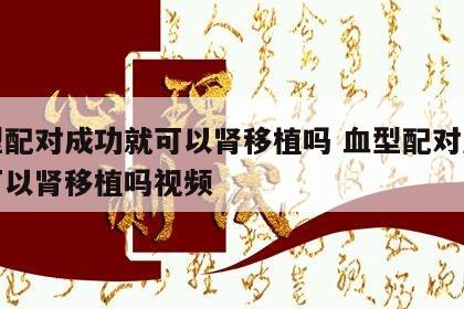 血型配对成功就可以肾移植吗 血型配对成功就可以肾移植吗视频