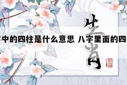 八字中的四柱是什么意思 八字里面的四柱是什么
