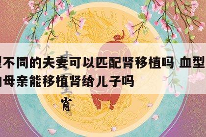 血型不同的夫妻可以匹配肾移植吗 血型不一样的母亲能移植肾给儿子吗