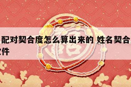 姓名配对契合度怎么算出来的 姓名契合度测试软件
