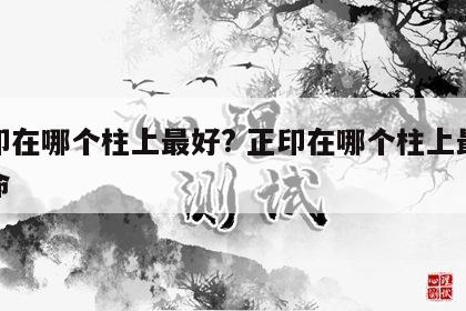 正印在哪个柱上最好? 正印在哪个柱上最好女命