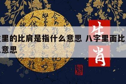 四柱里的比肩是指什么意思 八字里面比肩是什么意思