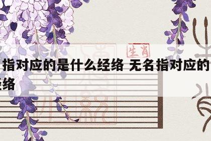 无名指对应的是什么经络 无名指对应的是哪个经络
