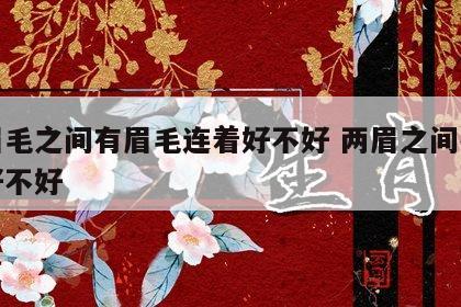 两眉毛之间有眉毛连着好不好 两眉之间有毛发好不好