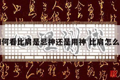 如何看比肩是忌神还是用神 比肩怎么看