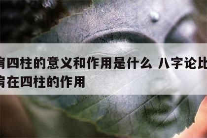 比肩四柱的意义和作用是什么 八字论比肩,比肩在四柱的作用