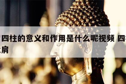 比肩四柱的意义和作用是什么呢视频 四柱八字比肩