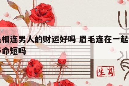 眉毛相连男人的财运好吗 眉毛连在一起的男人寿命短吗